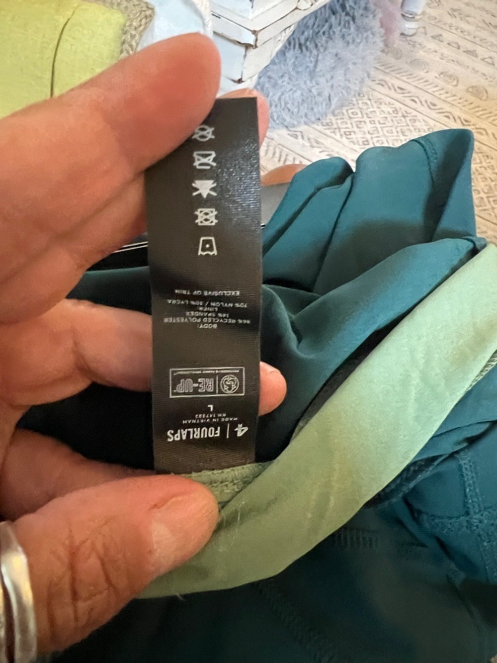 Fourlaps Women's Teal Athletic Shorts with Mint Side Panels - Picture 9 of 9